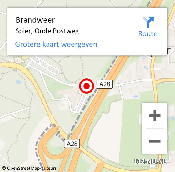 Locatie op kaart van de 112 melding: Brandweer Spier, Oude Postweg op 29 december 2020 23:11