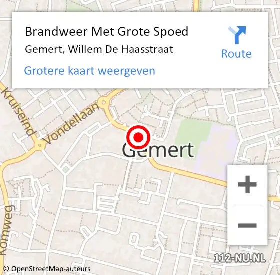 Locatie op kaart van de 112 melding: Brandweer Met Grote Spoed Naar Gemert, Willem De Haasstraat op 29 december 2020 23:54