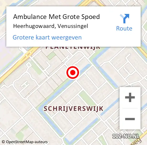 Locatie op kaart van de 112 melding: Ambulance Met Grote Spoed Naar Heerhugowaard, Venussingel op 30 december 2020 01:01