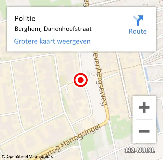 Locatie op kaart van de 112 melding: Politie Berghem, Danenhoefstraat op 30 december 2020 01:28