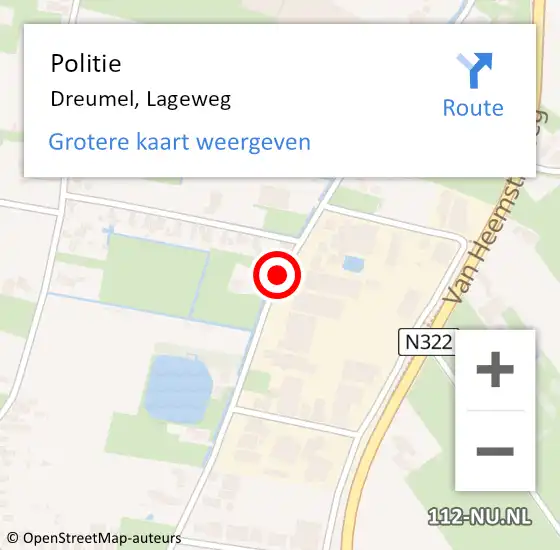 Locatie op kaart van de 112 melding: Politie Dreumel, Lageweg op 30 december 2020 03:54