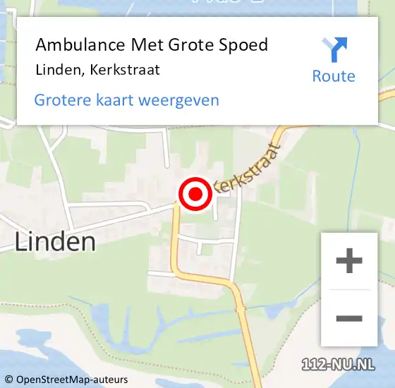 Locatie op kaart van de 112 melding: Ambulance Met Grote Spoed Naar Linden, Kerkstraat op 30 december 2020 05:57