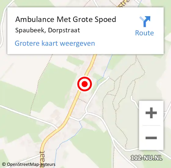 Locatie op kaart van de 112 melding: Ambulance Met Grote Spoed Naar Spaubeek, Dorpstraat op 29 mei 2014 00:12