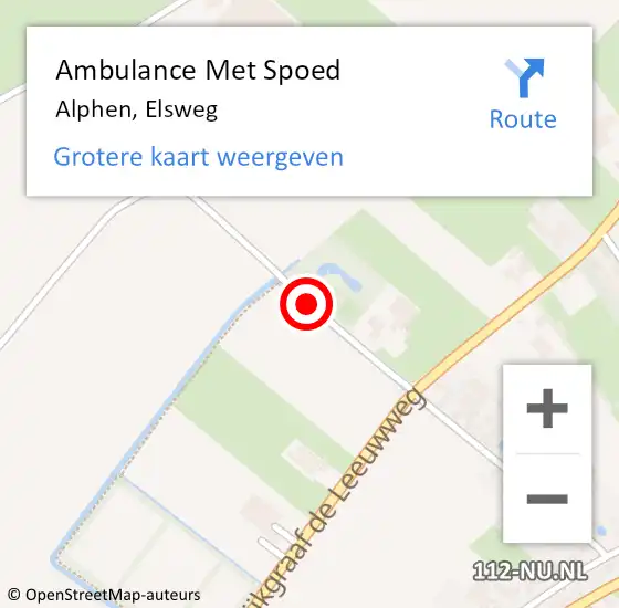 Locatie op kaart van de 112 melding: Ambulance Met Spoed Naar Alphen, Elsweg op 30 december 2020 08:33