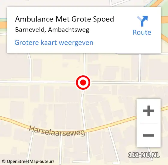 Locatie op kaart van de 112 melding: Ambulance Met Grote Spoed Naar Barneveld, Ambachtsweg op 30 december 2020 09:01