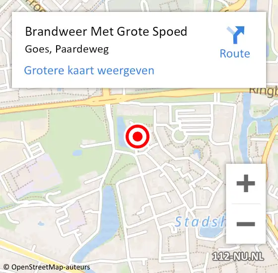 Locatie op kaart van de 112 melding: Brandweer Met Grote Spoed Naar Goes, Paardeweg op 29 mei 2014 00:53