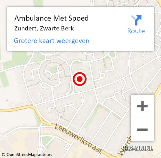 Locatie op kaart van de 112 melding: Ambulance Met Spoed Naar Zundert, Zwarte Berk op 3 oktober 2013 12:18