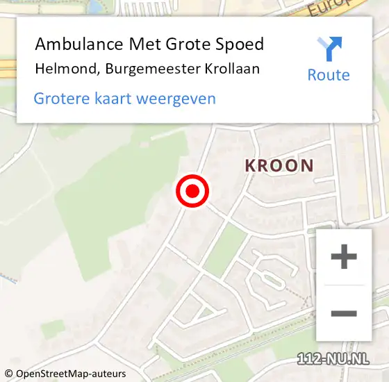 Locatie op kaart van de 112 melding: Ambulance Met Grote Spoed Naar Helmond, Burgemeester Krollaan op 30 december 2020 11:04