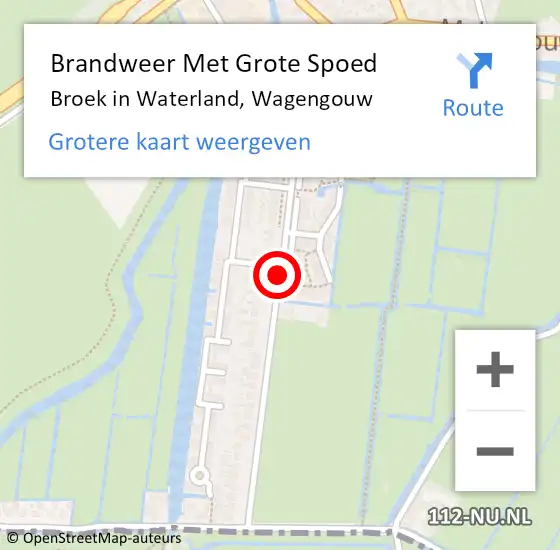 Locatie op kaart van de 112 melding: Brandweer Met Grote Spoed Naar Broek in Waterland, Wagengouw op 30 december 2020 11:35