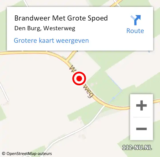 Locatie op kaart van de 112 melding: Brandweer Met Grote Spoed Naar Den Burg, Westerweg op 30 december 2020 11:53