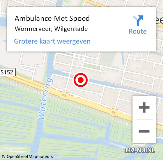 Locatie op kaart van de 112 melding: Ambulance Met Spoed Naar Wormerveer, Wilgenkade op 30 december 2020 13:17