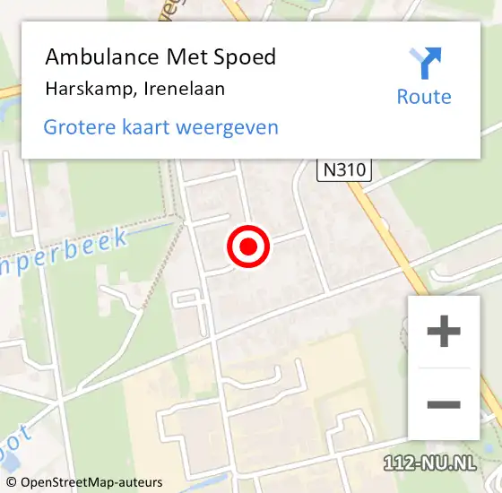 Locatie op kaart van de 112 melding: Ambulance Met Spoed Naar Harskamp, Irenelaan op 30 december 2020 14:28