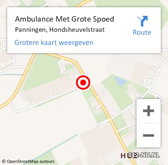 Locatie op kaart van de 112 melding: Ambulance Met Grote Spoed Naar Panningen, Hondsheuvelstraat op 29 mei 2014 02:07