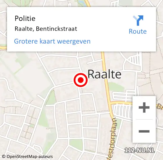 Locatie op kaart van de 112 melding: Politie Raalte, Bentinckstraat op 30 december 2020 14:46