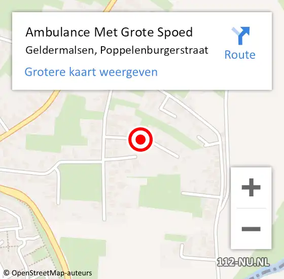 Locatie op kaart van de 112 melding: Ambulance Met Grote Spoed Naar Geldermalsen, Poppelenburgerstraat op 30 december 2020 14:48