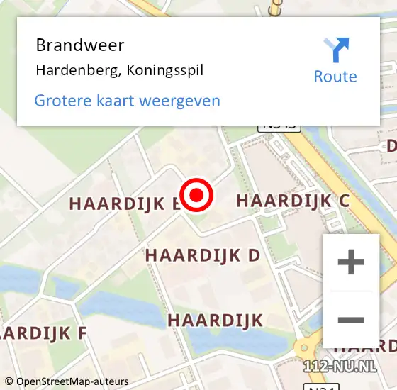 Locatie op kaart van de 112 melding: Brandweer Hardenberg, Koningsspil op 30 december 2020 15:08