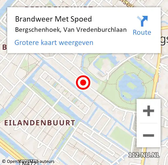 Locatie op kaart van de 112 melding: Brandweer Met Spoed Naar Bergschenhoek, Van Vredenburchlaan op 30 december 2020 15:43