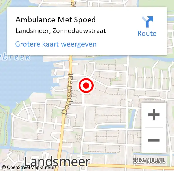 Locatie op kaart van de 112 melding: Ambulance Met Spoed Naar Landsmeer, Zonnedauwstraat op 30 december 2020 16:40