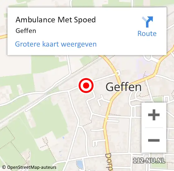 Locatie op kaart van de 112 melding: Ambulance Met Spoed Naar Geffen op 30 december 2020 17:13