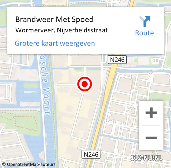 Locatie op kaart van de 112 melding: Brandweer Met Spoed Naar Wormerveer, Nijverheidsstraat op 30 december 2020 18:59