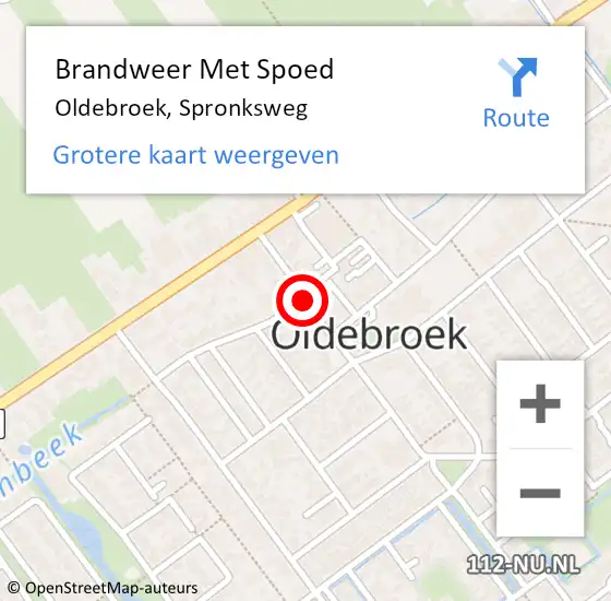 Locatie op kaart van de 112 melding: Brandweer Met Spoed Naar Oldebroek, Spronksweg op 30 december 2020 19:16