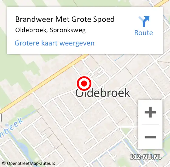 Locatie op kaart van de 112 melding: Brandweer Met Grote Spoed Naar Oldebroek, Spronksweg op 30 december 2020 19:21