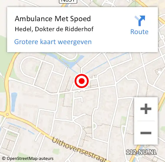 Locatie op kaart van de 112 melding: Ambulance Met Spoed Naar Hedel, Dokter de Ridderhof op 30 december 2020 19:22