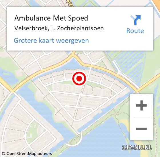 Locatie op kaart van de 112 melding: Ambulance Met Spoed Naar Velserbroek, L. Zocherplantsoen op 30 december 2020 19:38