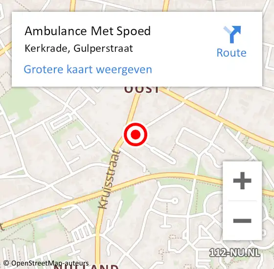 Locatie op kaart van de 112 melding: Ambulance Met Spoed Naar Kerkrade, Gulperstraat op 29 mei 2014 03:37