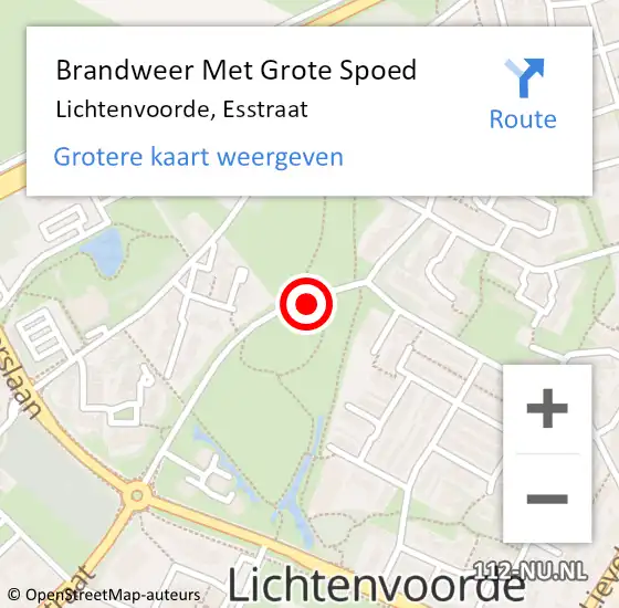 Locatie op kaart van de 112 melding: Brandweer Met Grote Spoed Naar Lichtenvoorde, Esstraat op 30 december 2020 20:12