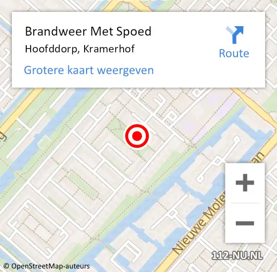 Locatie op kaart van de 112 melding: Brandweer Met Spoed Naar Hoofddorp, Kramerhof op 30 december 2020 20:21