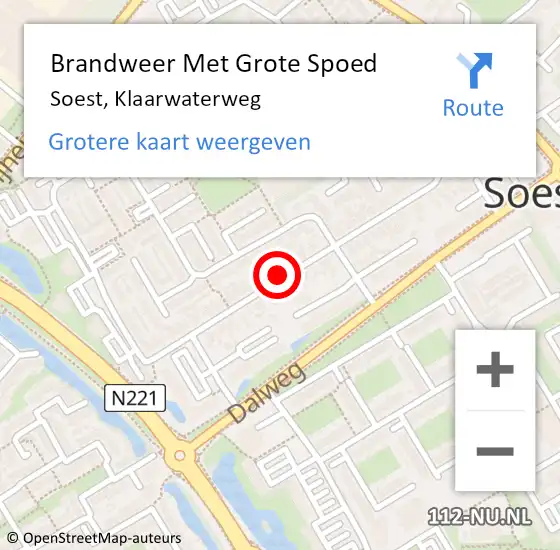 Locatie op kaart van de 112 melding: Brandweer Met Grote Spoed Naar Soest, Klaarwaterweg op 30 december 2020 21:13