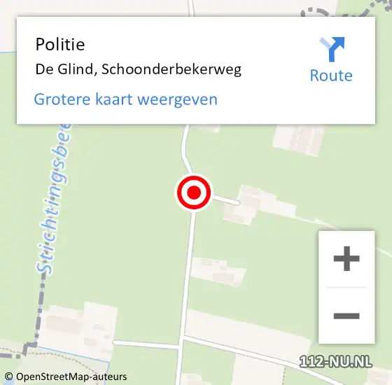 Locatie op kaart van de 112 melding: Politie De Glind, Schoonderbekerweg op 30 december 2020 21:14