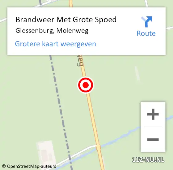 Locatie op kaart van de 112 melding: Brandweer Met Grote Spoed Naar Giessenburg, Molenweg op 30 december 2020 21:26