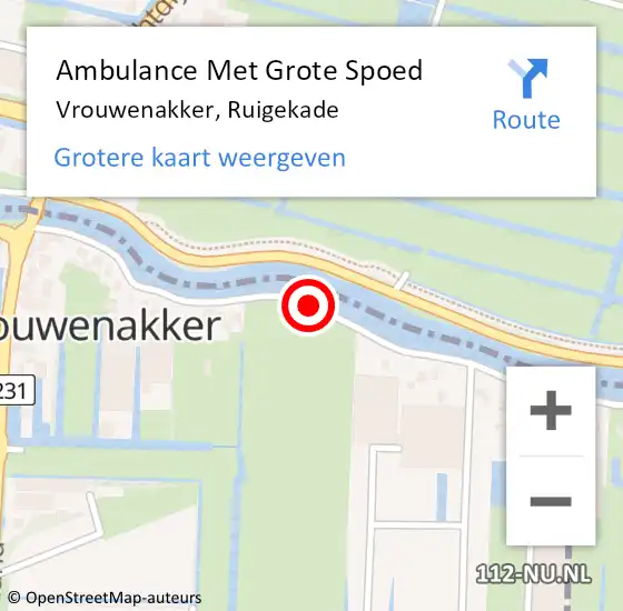 Locatie op kaart van de 112 melding: Ambulance Met Grote Spoed Naar Vrouwenakker, Ruigekade op 30 december 2020 21:26