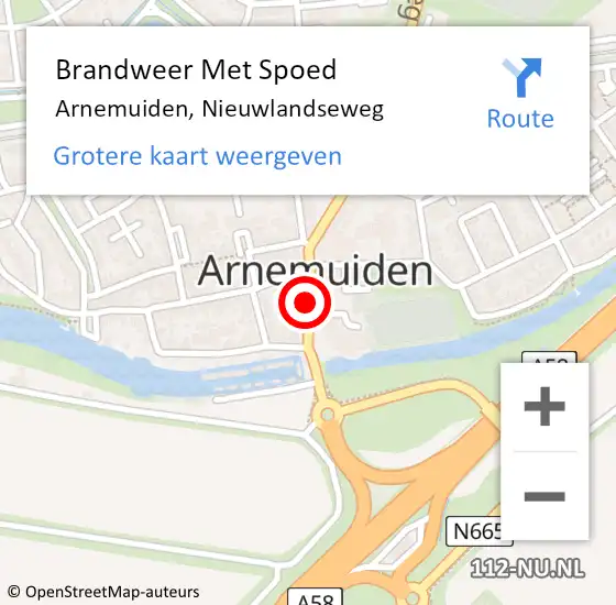 Locatie op kaart van de 112 melding: Brandweer Met Spoed Naar Arnemuiden, Nieuwlandseweg op 30 december 2020 23:41