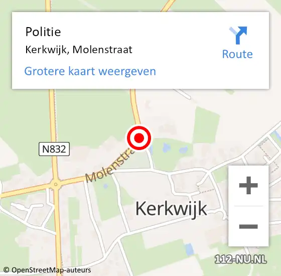 Locatie op kaart van de 112 melding: Politie Kerkwijk, Molenstraat op 31 december 2020 00:00