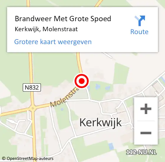 Locatie op kaart van de 112 melding: Brandweer Met Grote Spoed Naar Kerkwijk, Molenstraat op 31 december 2020 00:00