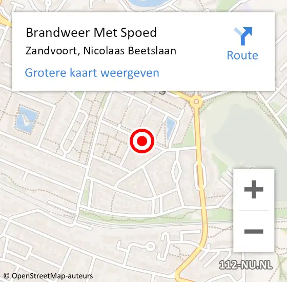 Locatie op kaart van de 112 melding: Brandweer Met Spoed Naar Zandvoort, Nicolaas Beetslaan op 31 december 2020 01:08