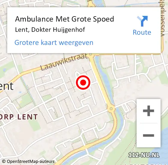 Locatie op kaart van de 112 melding: Ambulance Met Grote Spoed Naar Lent, Dokter Huijgenhof op 31 december 2020 01:46