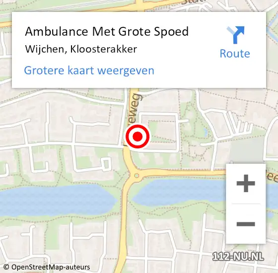 Locatie op kaart van de 112 melding: Ambulance Met Grote Spoed Naar Wijchen, Kloosterakker op 31 december 2020 01:59