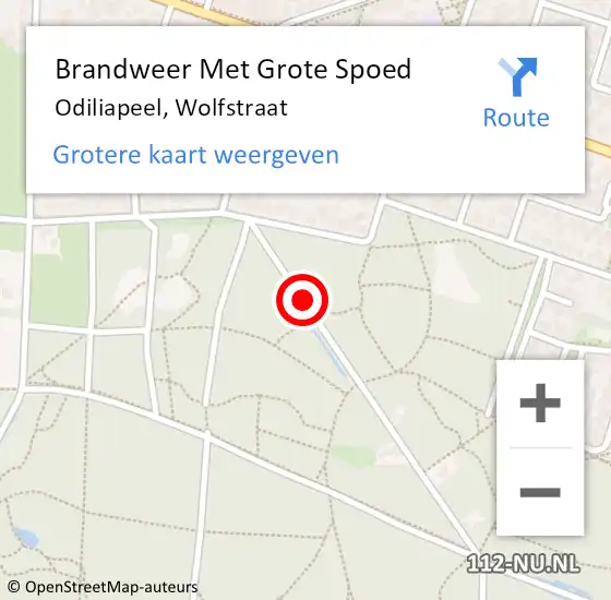 Locatie op kaart van de 112 melding: Brandweer Met Grote Spoed Naar Odiliapeel, Wolfstraat op 31 december 2020 03:17