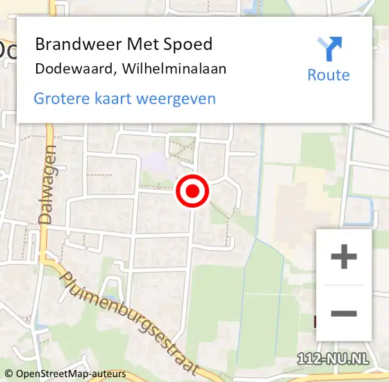 Locatie op kaart van de 112 melding: Brandweer Met Spoed Naar Dodewaard, Wilhelminalaan op 31 december 2020 08:22