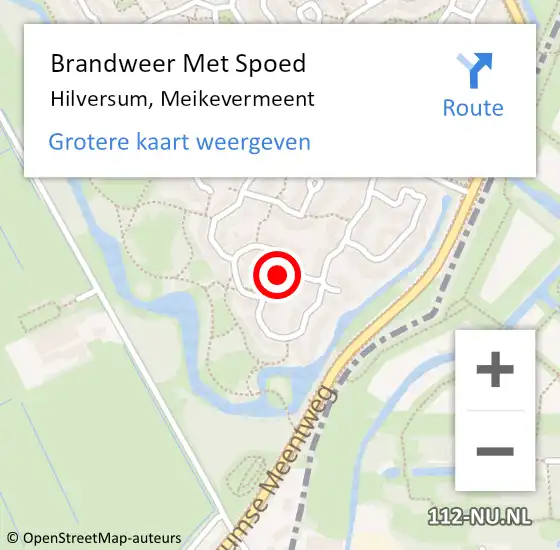 Locatie op kaart van de 112 melding: Brandweer Met Spoed Naar Hilversum, Meikevermeent op 31 december 2020 08:23