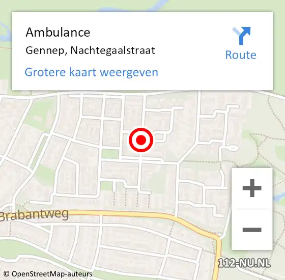 Locatie op kaart van de 112 melding: Ambulance Gennep, Nachtegaalstraat op 31 december 2020 09:16