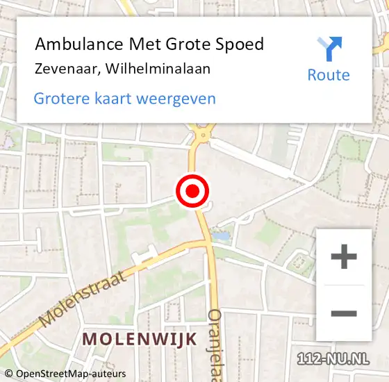 Locatie op kaart van de 112 melding: Ambulance Met Grote Spoed Naar Zevenaar, Wilhelminalaan op 31 december 2020 09:47