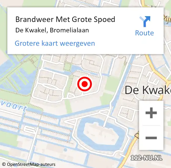 Locatie op kaart van de 112 melding: Brandweer Met Grote Spoed Naar De Kwakel, Bromelialaan op 31 december 2020 10:20