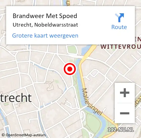 Locatie op kaart van de 112 melding: Brandweer Met Spoed Naar Utrecht, Nobeldwarsstraat op 31 december 2020 10:46