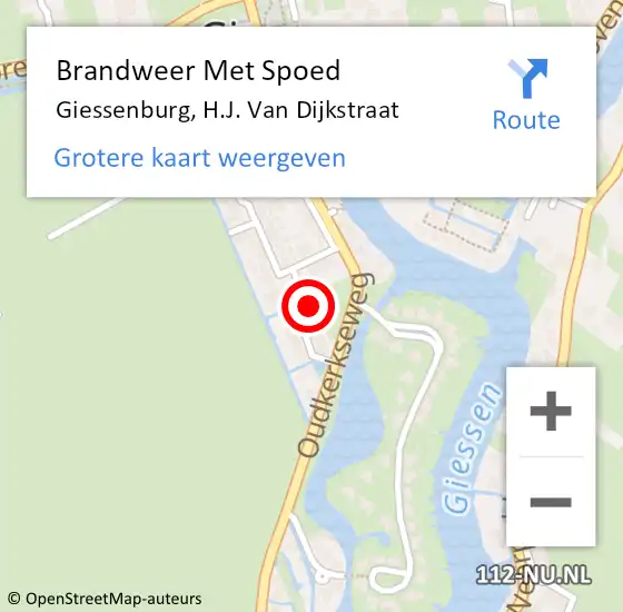 Locatie op kaart van de 112 melding: Brandweer Met Spoed Naar Giessenburg, H.J. Van Dijkstraat op 31 december 2020 11:20