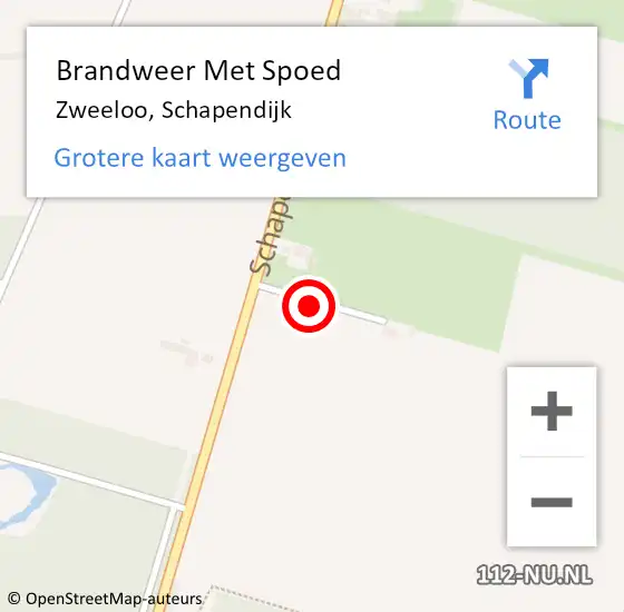 Locatie op kaart van de 112 melding: Brandweer Met Spoed Naar Zweeloo, Schapendijk op 31 december 2020 11:34